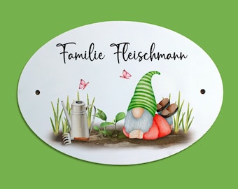 Türschild Familie personalisiert Gartenzwerg Gnome