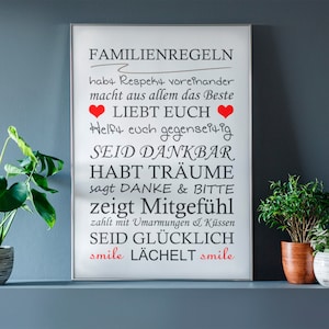 Print family Rules Art Print Wall Decoration Etsy