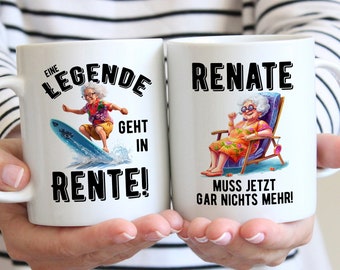 Tasse mit Spruch Eine Legende geht in Rente - Geschenk Pensionierung - Lustige Tasse Rentnerin personalisiert