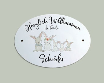 Türschild "Häschen" Familie personalisiert