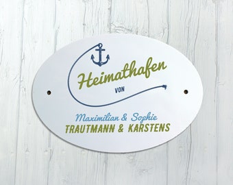 Türschild Familie personalisiert Heimathafen - Klingelschild - Namensschild