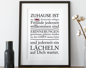 Poster "Zuhause ist..." - Druck für Familie / Wanddeko
