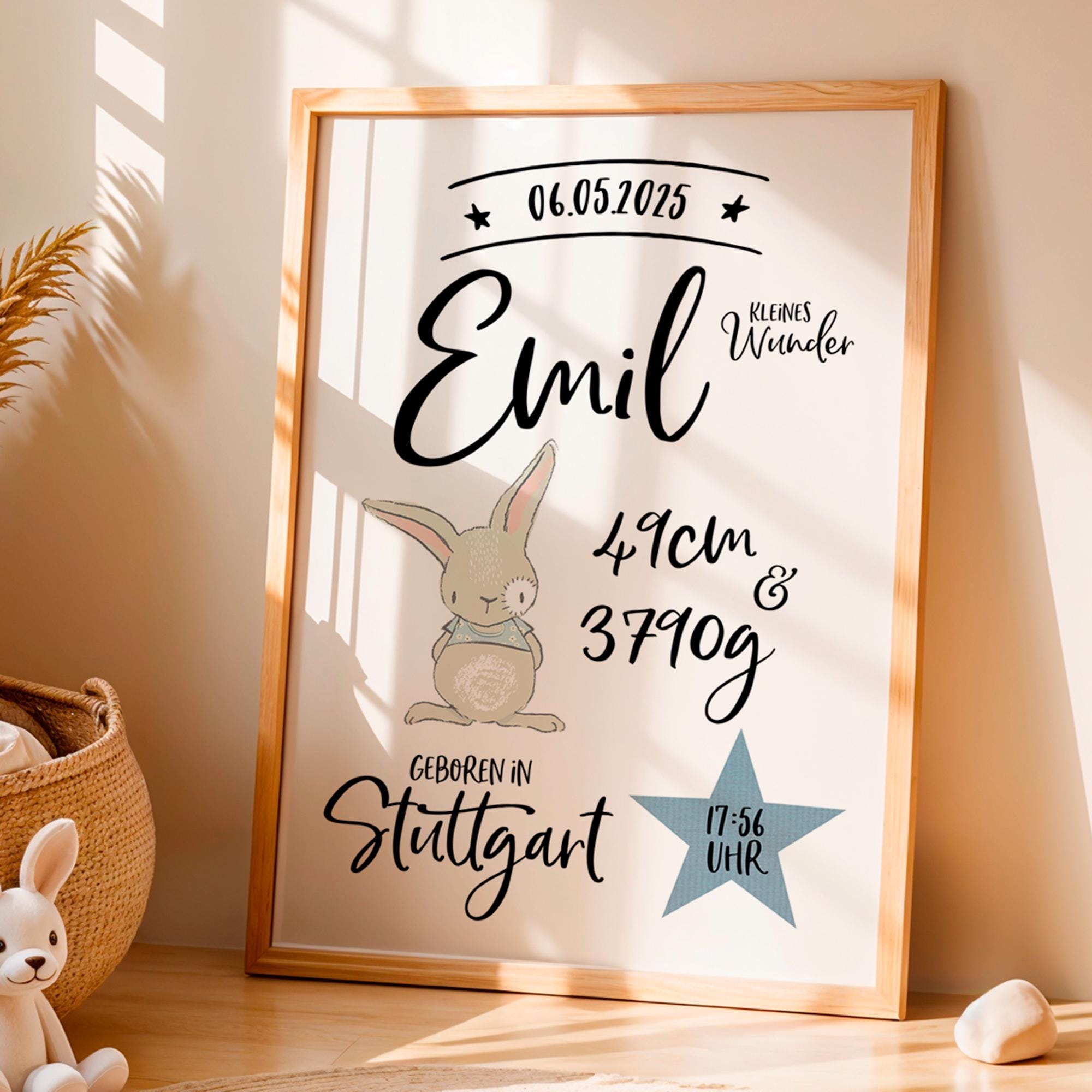 Personalized birth announcement - birth poster - birth date picture - child picture - print - gift birth boy