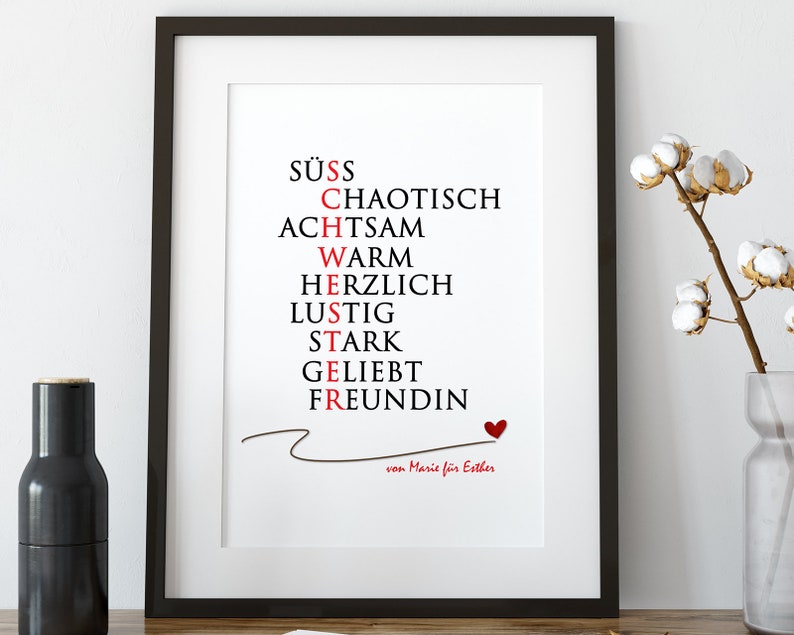 Druck Schwester Geschenk Geburtstag personalisiert Ostergeschenk Weihnachtsgeschenk Bild 1