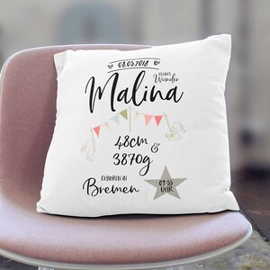 Pillow with name and dates of birth birth date pillow gifts birth girls personalized image 2