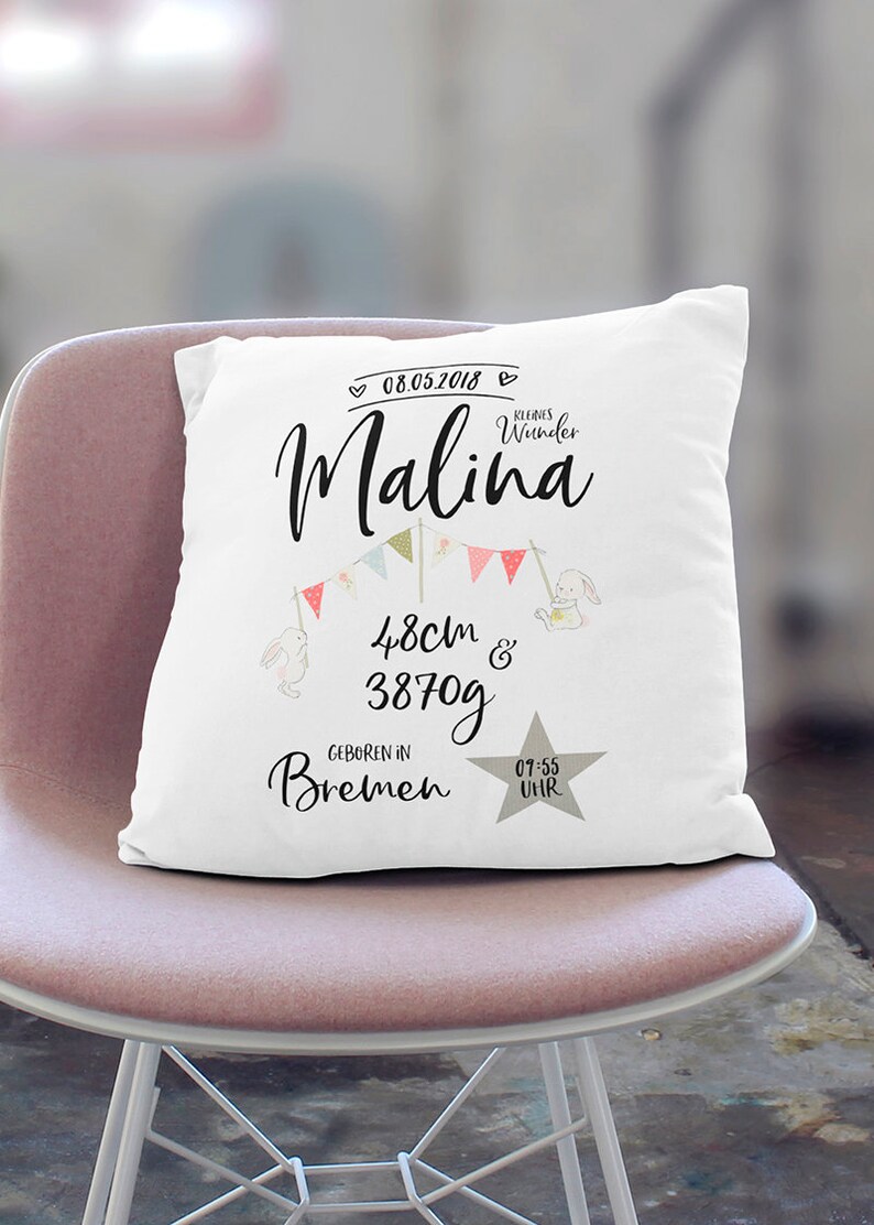 Pillow with name and dates of birth birth date pillow gifts birth girls personalized image 2