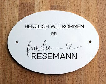 Türschild Familie Herzlich Willkommen personalisiert