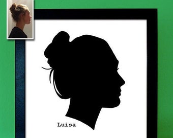 Paper cut silhouette classic profile picture - portrait based on template