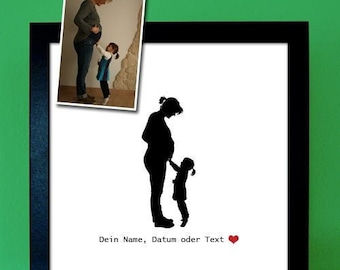 Pregnancy silhouette personalized, gift idea for expectant father, dad, partner, favorite person