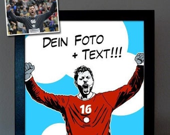 Personalisierte Geschenke für Männer Fußballer Fußball Fans Sportler - Pop Art Portrait nach Foto im Comic Syle - Weihnachtsgeschenke