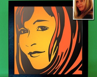 Pop Art Portrait Drawn from Photo - Commissioned Painting - Personalized Gift