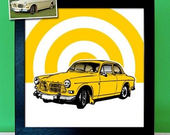 Own car as a pop art poster in retro design - have a classic car drawn - gift for men