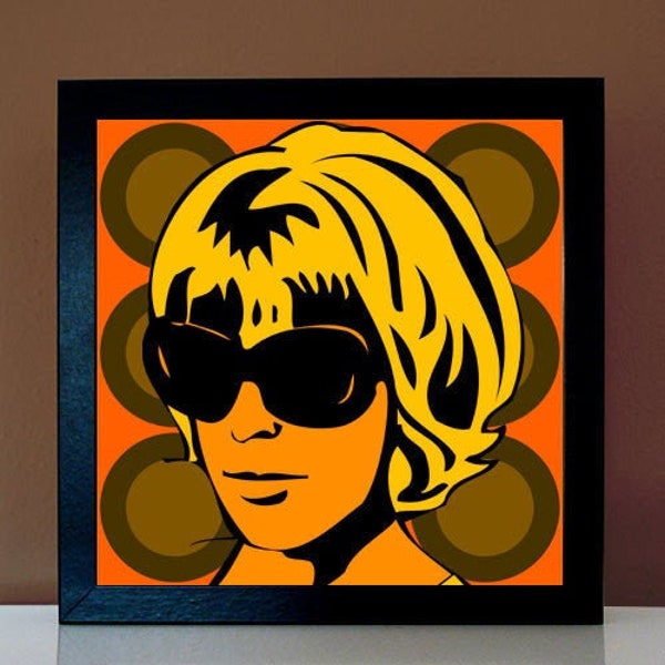 70er Jahre Bild - Seventies Girl Portrait - Retro Lounge Dekoration - POP ART Poster Design Motto Party Leinwand sixties 60s 70s