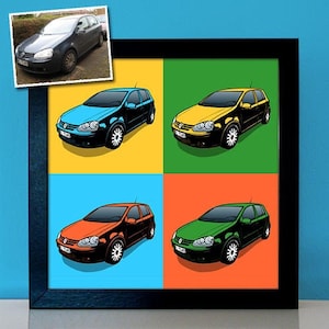Pop Art Picture after Photo Car Motorcycle Classic Car as a Personalized Gift for Men Man Gift Idea for Car Fans image 1