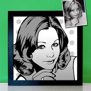 Pop Art Portrait - Your Photo as Retro Artwork Personalized Gift Reminder Wedding Anniversary Painting on Canvas Drawing