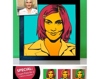 Pop Art Portrait - votre photo comme œuvre d'art rétro - 3 pour le prix de 2 - un motif en trois versions