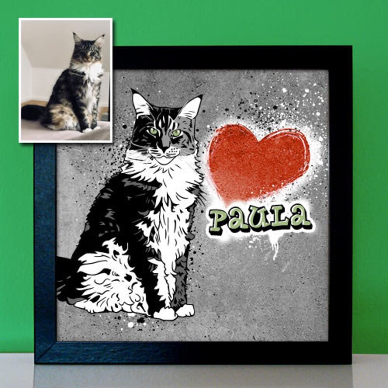 Personalized Cat Portrait Animal Portrait by Photo Pop Art Cat Cat Kitten Portrait image 7