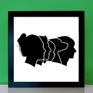 Paper cut silhouette classic profile picture portrait based on template image 6