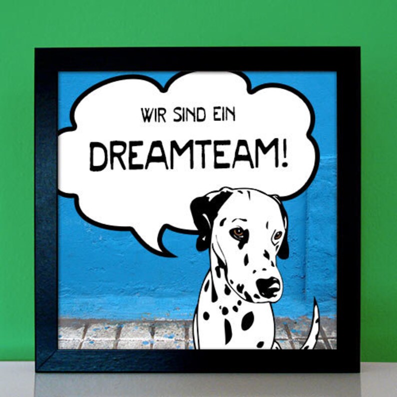 Dalmatiner mit Sprechblase personalisiertes Bild Comic mit Spruch