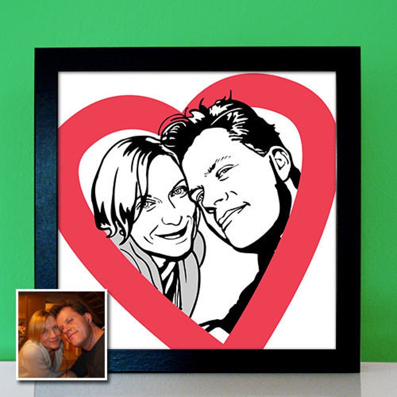 Pop Art Couple Portrait Personalized Photo RETRO Picture, Gift for Wedding Anniversary Silver Wedding Christmas image 7