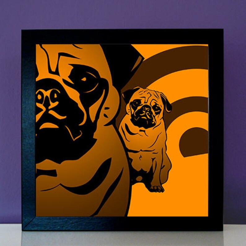 Mops retro design 70er Jahre Style Hund Pop Art Bilder Zeichnung Kunst
