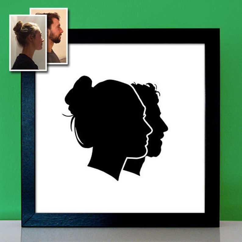 Paper cut silhouette classic profile picture portrait based on template image 2