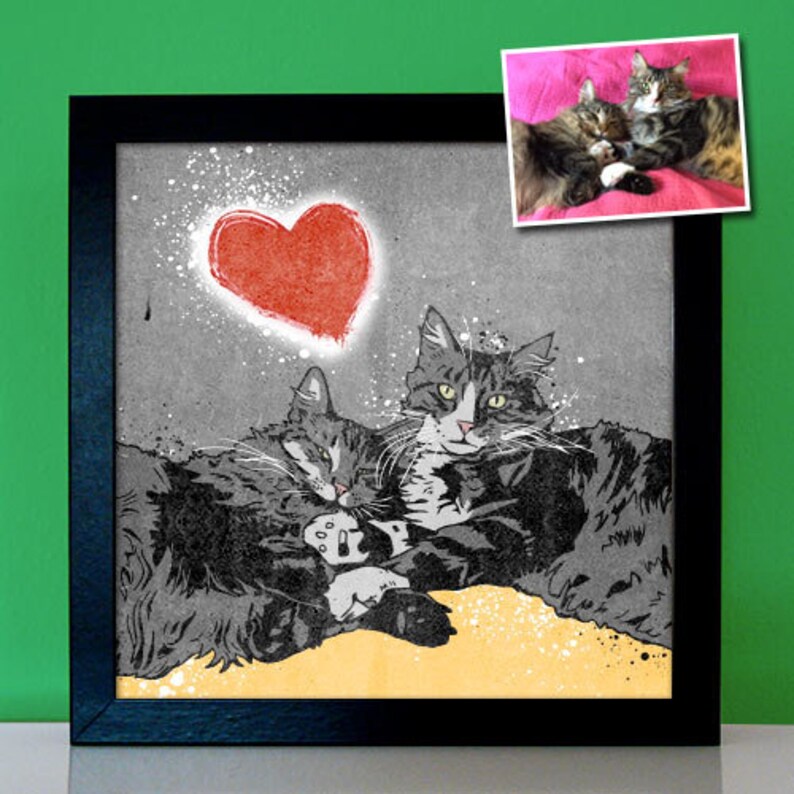 Personalized Cat Portrait Animal Portrait by Photo Pop Art Cat Cat Kitten Portrait image 8