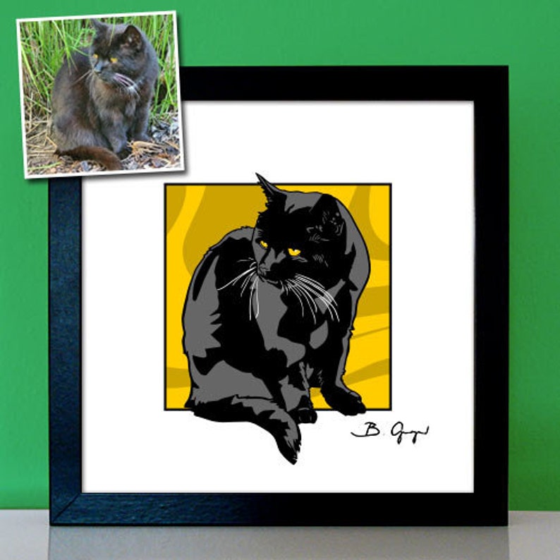 Personalized Cat Portrait Animal Portrait by Photo Pop Art Cat Cat Kitten Portrait image 4