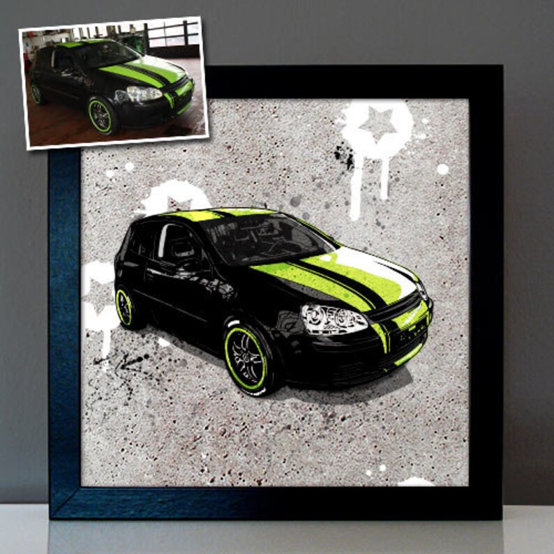 Pop Art Picture after Photo Car Motorcycle Classic Car as a Personalized Gift for Men Man Gift Idea for Car Fans image 4