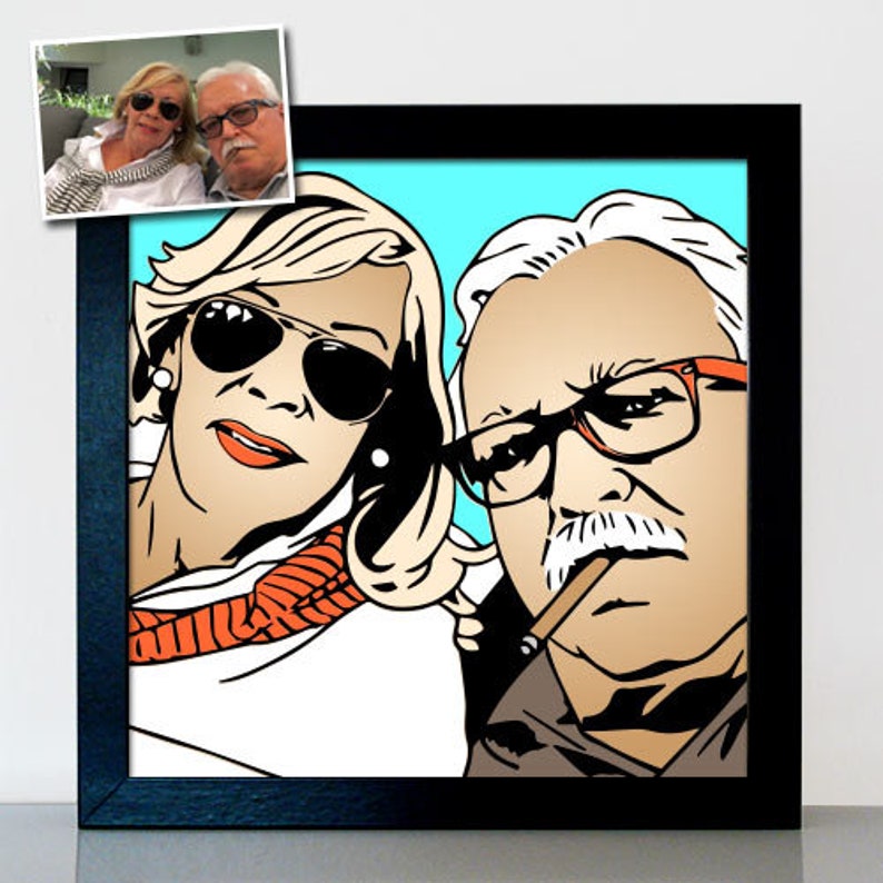 Pop Art Couple Portrait Personalized Photo RETRO Picture, Gift for Wedding Anniversary Silver Wedding Christmas image 4