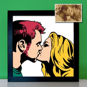 Pop Art Couple Portrait Personalized Photo RETRO Picture, Gift for Wedding Anniversary Silver Wedding Christmas image 3