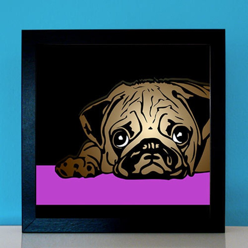 Mops Hund PopArt Bilder Zeichnung Kunst Druck Poster Leinwand Etsy