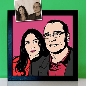 Pop Art Couple Portrait Personalized Photo RETRO Picture, Gift for Wedding Anniversary Silver Wedding Christmas image 2