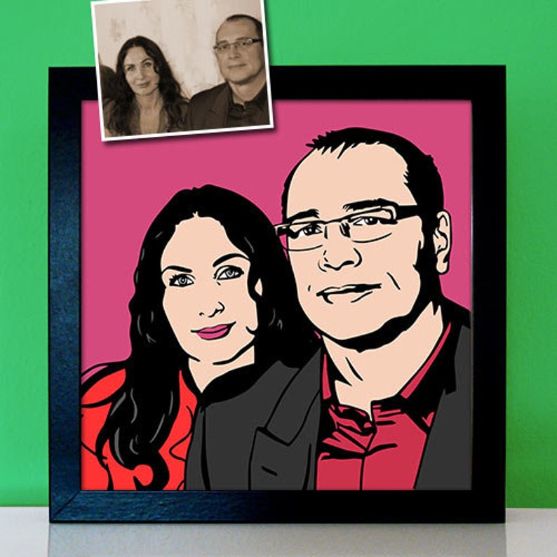 Pop Art Couple Portrait Personalized Photo RETRO Picture, Gift for Wedding Anniversary Silver Wedding Christmas image 2