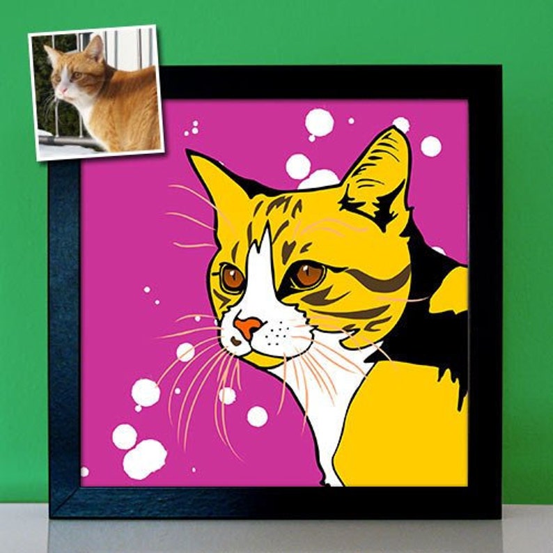 Personalized Cat Portrait Animal Portrait by Photo Pop Art Cat Cat Kitten Portrait image 6