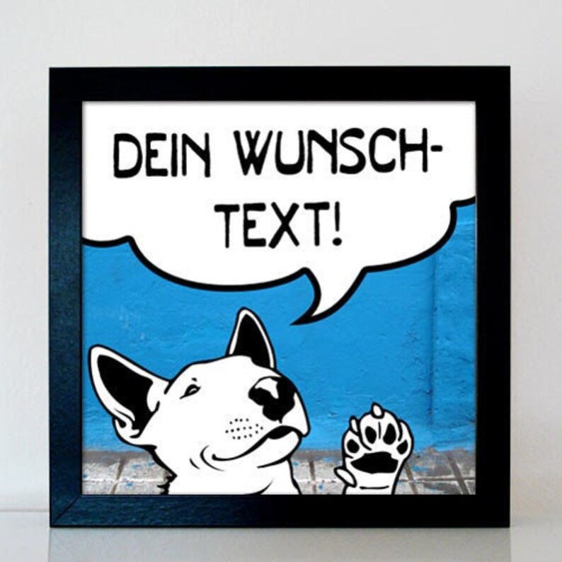 Bull Terrier Comic personalized funny dog picture with own text Gifts for dog owners image 1