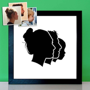 Familienportrait - Scherenschnitt klassisch - Personalisiertes Geschenk zum Muttertag Vatertag Familie Geschwister Kinder Muttertagsgeschenk