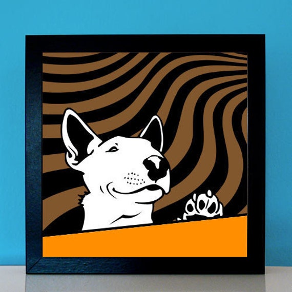 POP ART 70er Jahre Retro Bild Bullterrier Mini Bully Poster Geschenke Bulli