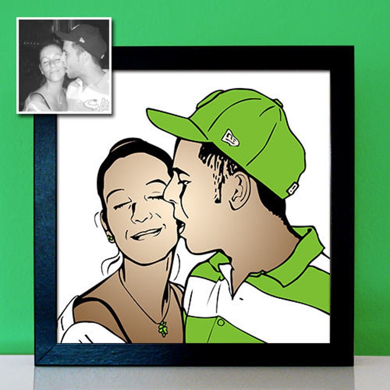 Pop Art Couple Portrait Personalized Photo RETRO Picture, Gift for Wedding Anniversary Silver Wedding Christmas image 6