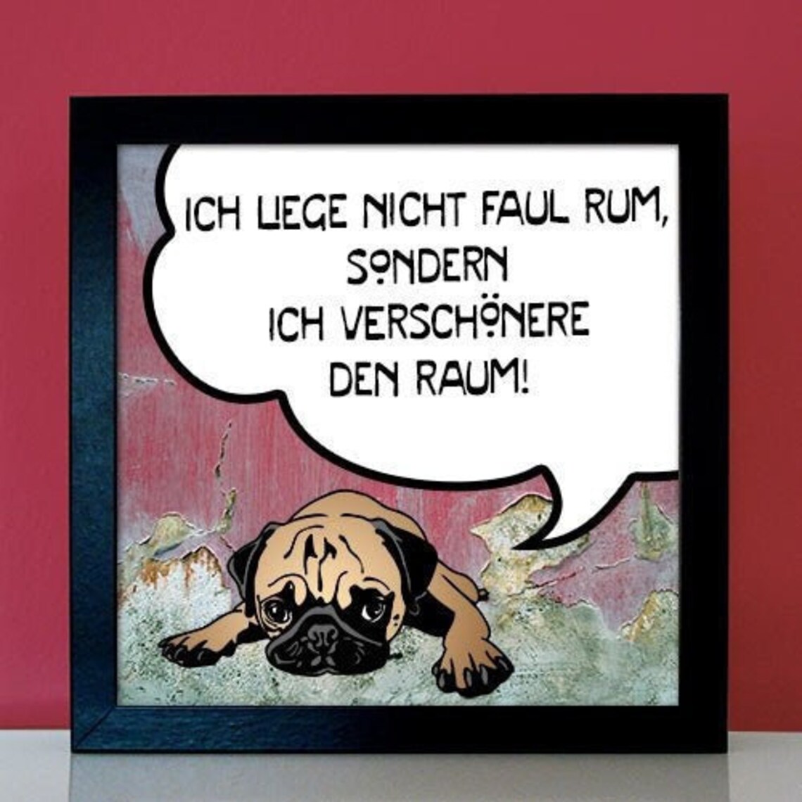 Mops No.4 Comic personalisierbar mit eigenem coolen Spruch Etsy