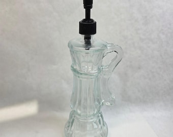 Avon Country Soap Pump Dispenser 10oz Clear Glass Ribbed Cruet Handle READ