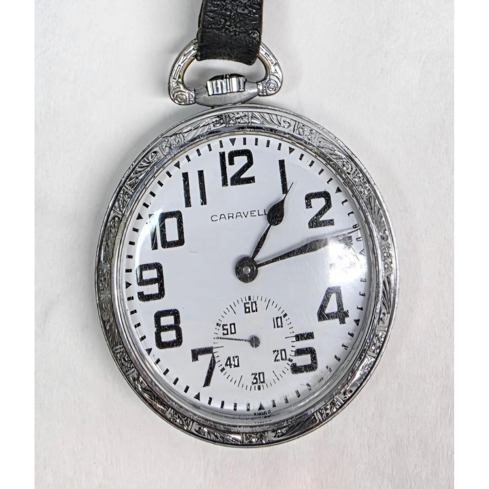 Vintage Caravelle Bulova Pocket Watch 50mm Silver Manual 