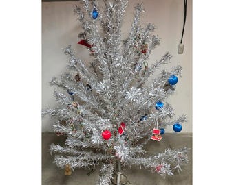 Vintage 1960s Aluminum Sparkler Tinsel 6' Christmas Tree Silver MCM