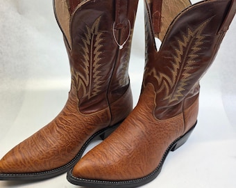 VTG Nocona Western Cowboy Boots Mens 11 EEE Brown, New Handcrafted Leather USA
