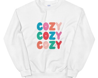 Cozy Cozy Cozy White & Multi-Color Sweatshirt