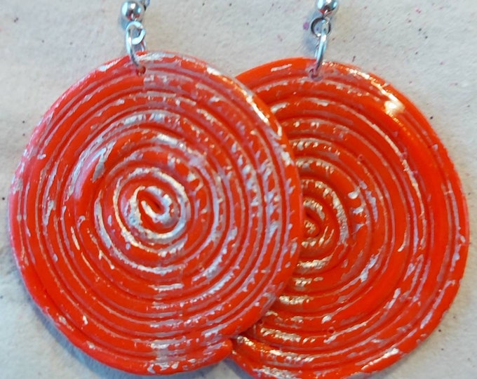 Modern red earrings