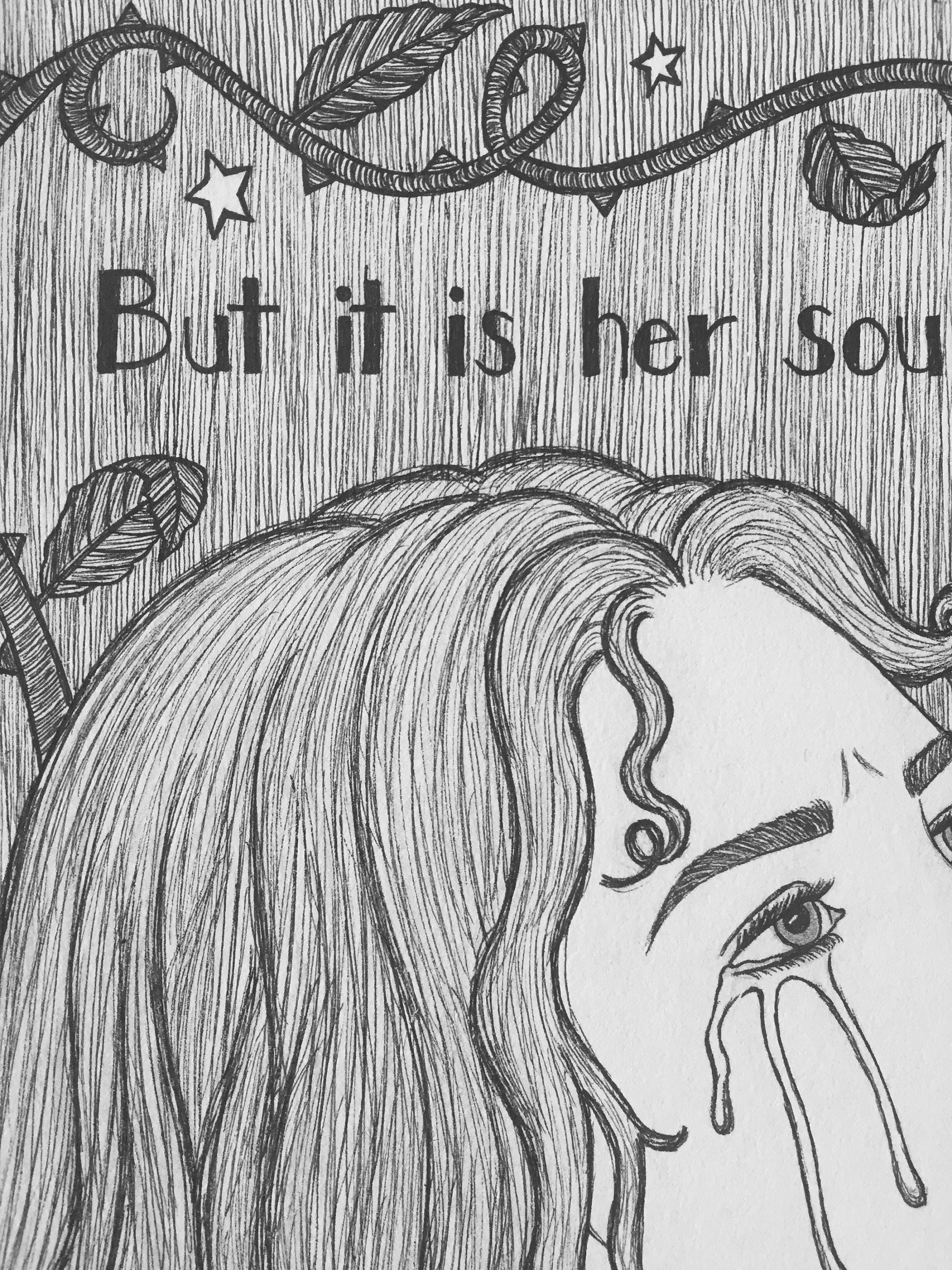 Handless Drawing The Handless Maiden Pen & Ink Print 5x7 Fairytale Folklore Wild Woman ...