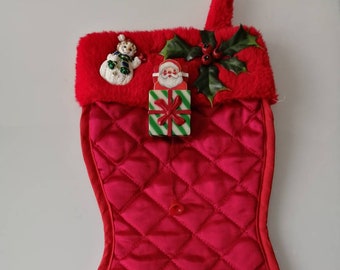 Vintage Pickaboo Santa Claus Christmas Stocking
