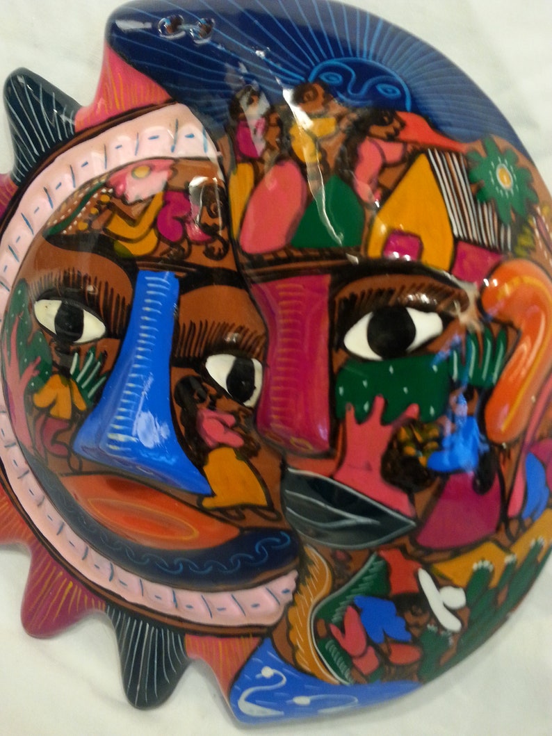 VTG Sun and Moon Wall Art Mexican Folk Terra Cotta Decor Etsy