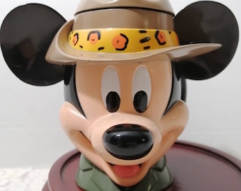 Vintage Mickey Mouse Plastic Coffee Cup, Flip Lid Novelty Mug